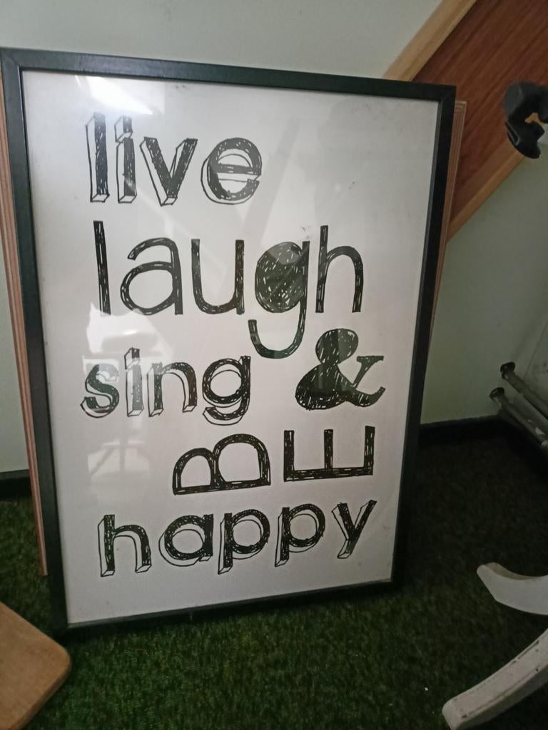 Schilderij met positieve tekst, Ophalen