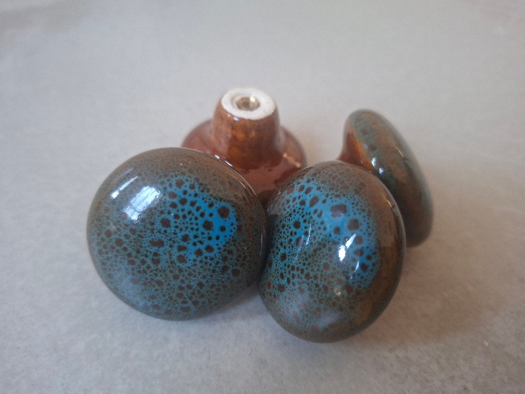 Kastknop keramiek bruin blauw, Ophalen of Verzenden, Nieuw