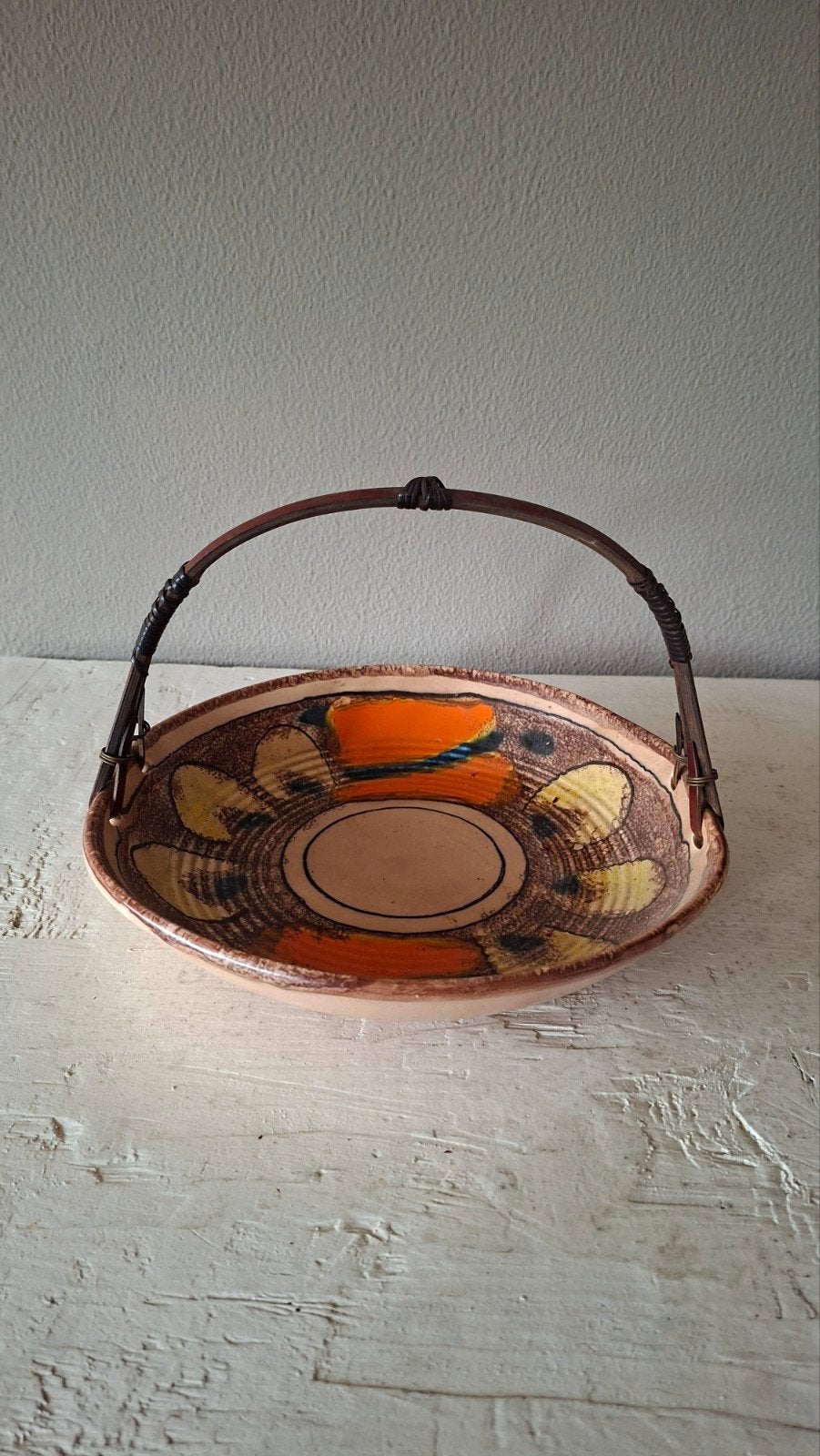 Vintage Zeller Keramik "Budapest" schaal met hengsel, Ophalen of Verzenden