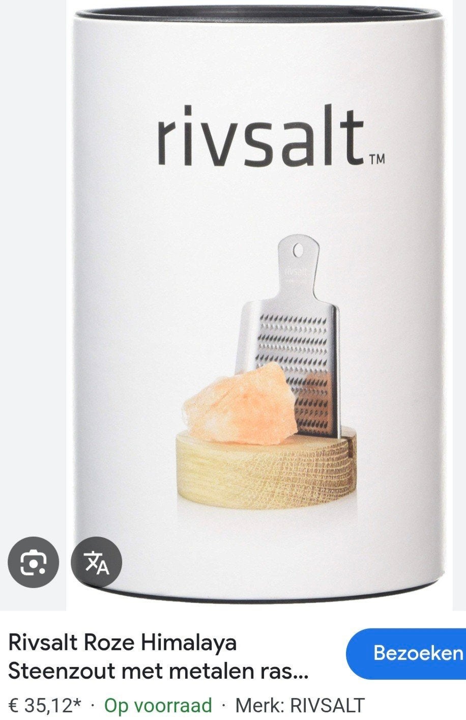 RIVSALT Roze Himalaya Steen zout met metalen rasp, Overige typen, Nieuw, Ophalen of Verzenden, Metaal