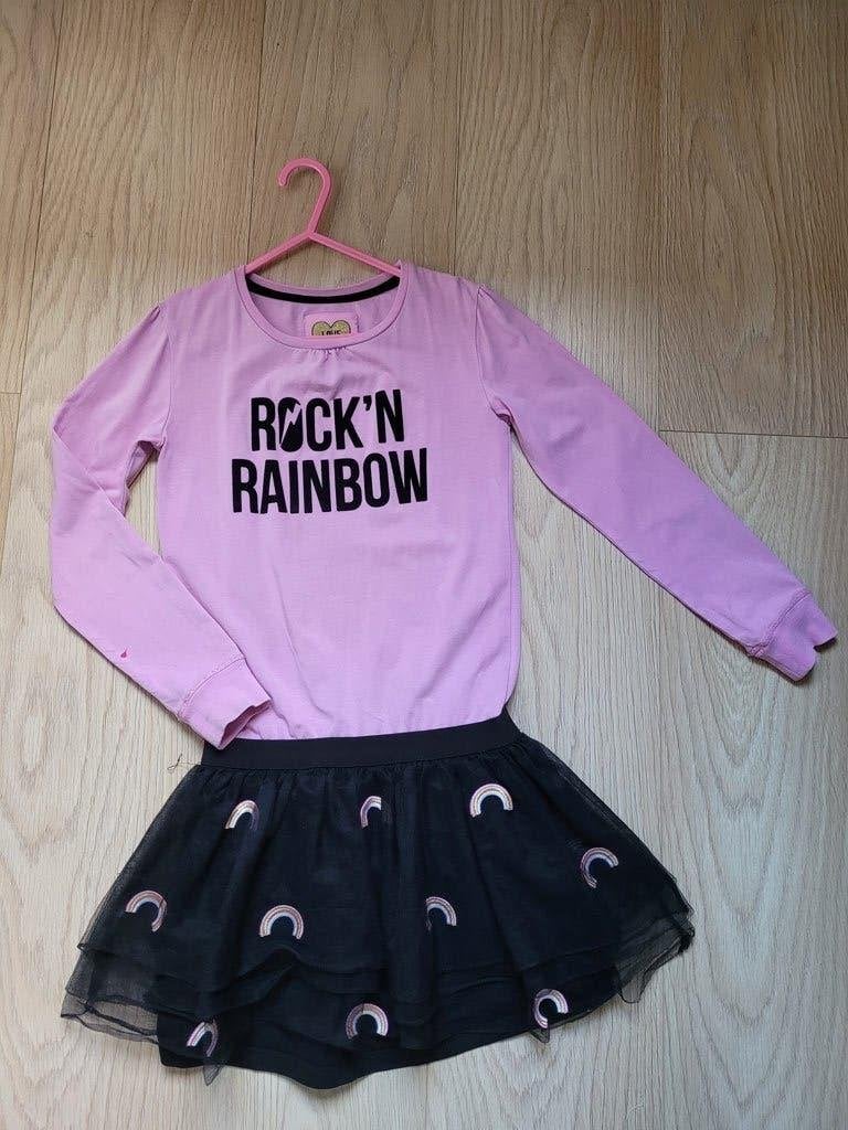 Z8 jurkje meisje maat 128/134 regenboog roze zwart tule, Kinderen en Baby's, Kinderkleding | Maat 128, Gebruikt, Meisje, Z8, Ophalen of Verzenden