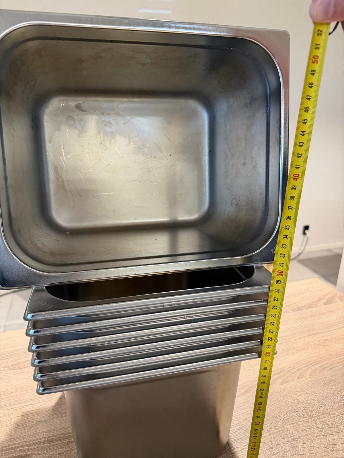 RVS Gastronorm bakken GN 1/1 - 20 cm diep (set van 6), Ophalen, Gebruikt, Rvs of Chroom, Los bestek