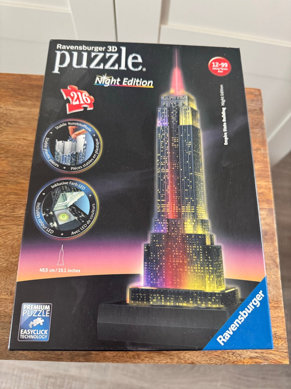 Ravensburger 3D Puzzel Night Edition Eiffeltoren & Empire St, Ophalen, Meer dan 50 stukjes, Zo goed als nieuw, 6 jaar of ouder
