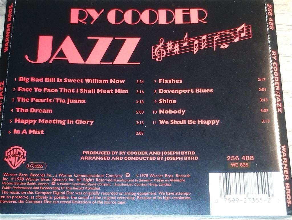 Ry Cooder - Jazz, Ophalen of Verzenden, 1980 tot heden, Zo goed als nieuw, Jazz