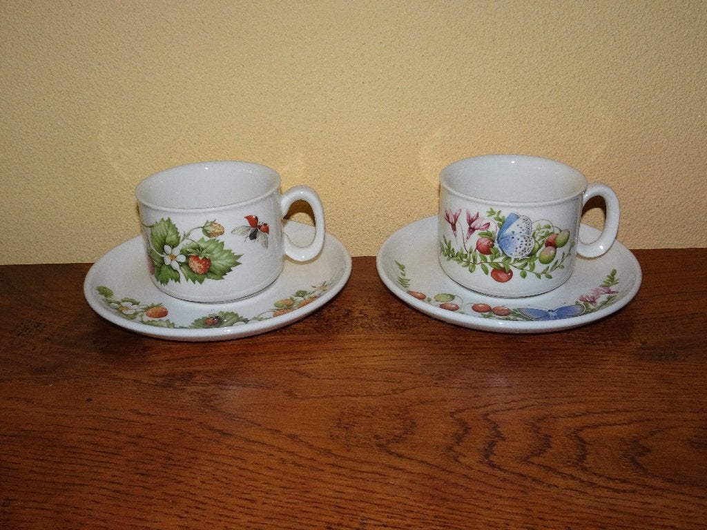 2 Marjolein Bastin Bosvruchten kop en schotels, Huis en Inrichting, Ophalen of Verzenden, Zo goed als nieuw, Overige stijlen, Kop(pen) en/of Schotel(s)