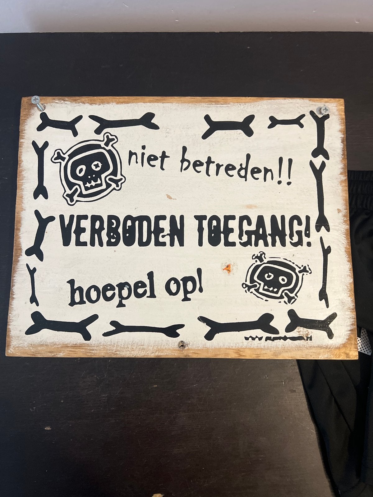 Decoratief Houten Bord: Verboden Toegang / Hoepel Op!, Hout, Gebruikt, Meerkleurig, Overige stijlen
