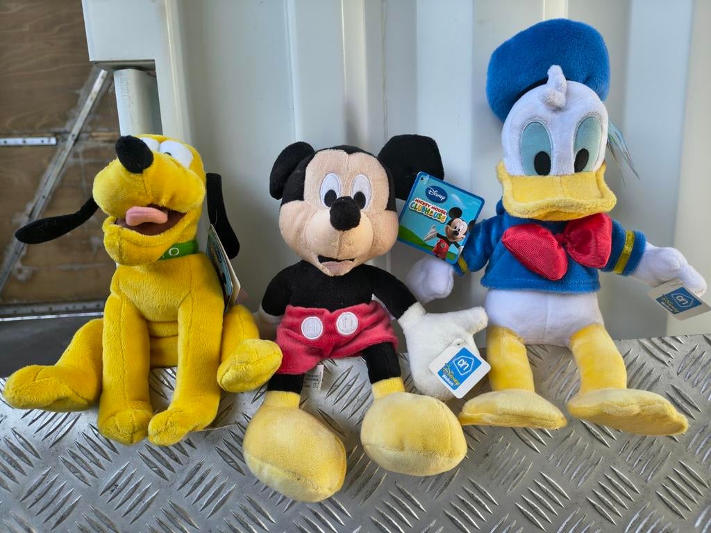Disney Knuffels: Mickey, Donald & Pluto - nieuw, Disney, Disney, Nieuw, Met label