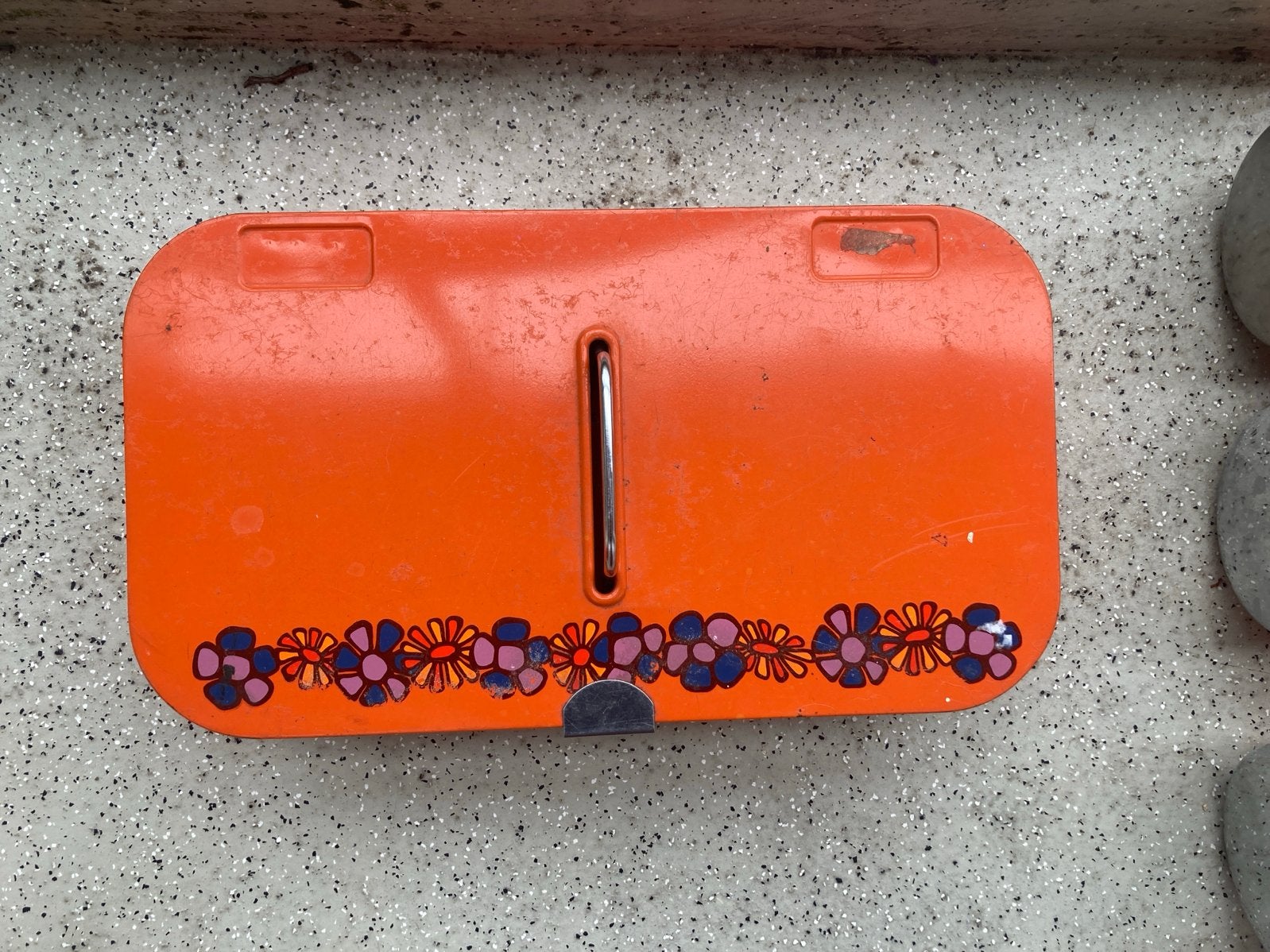 Brabantia vintage broodtrommel oranje met bloemen, Ophalen of Verzenden