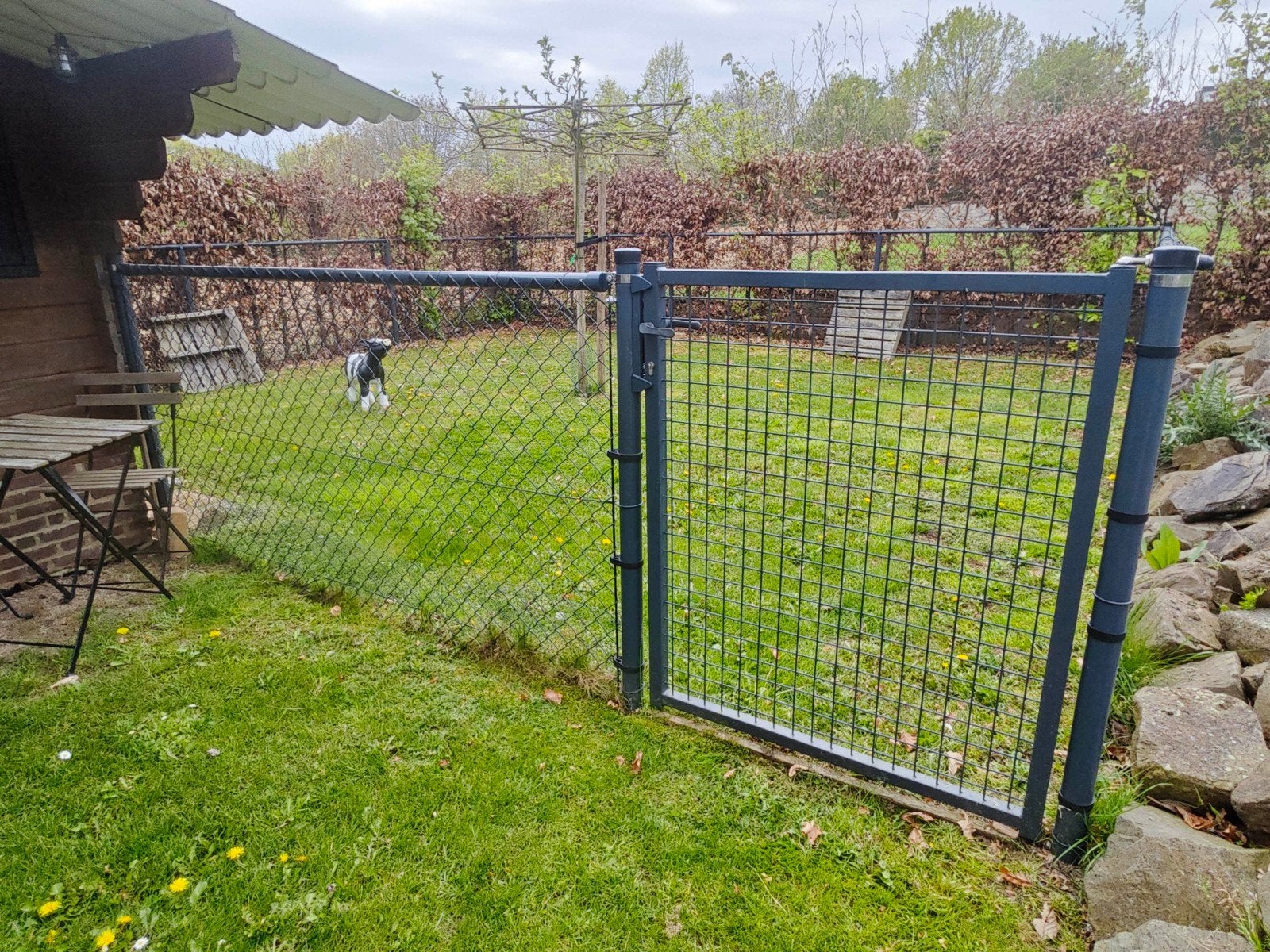 Hekwerk met poortje - Gaashekwerk voor tuin of erf, Ophalen, Met poort, Gebruikt, Gaashekwerk