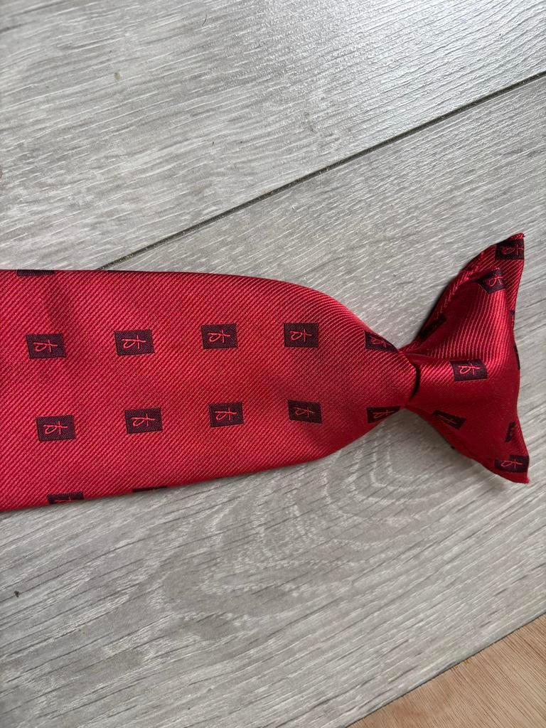 Rode stropdas met clip en patroon, Ophalen of Verzenden, Zo goed als nieuw, Rood, Met patroon