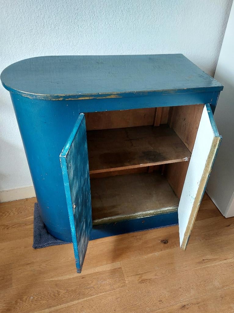 Sideboard Halfrond hout kast 2 deurs legplank 91 x 87 x 43, Ophalen, Met plank(en), Gebruikt, Art deco
