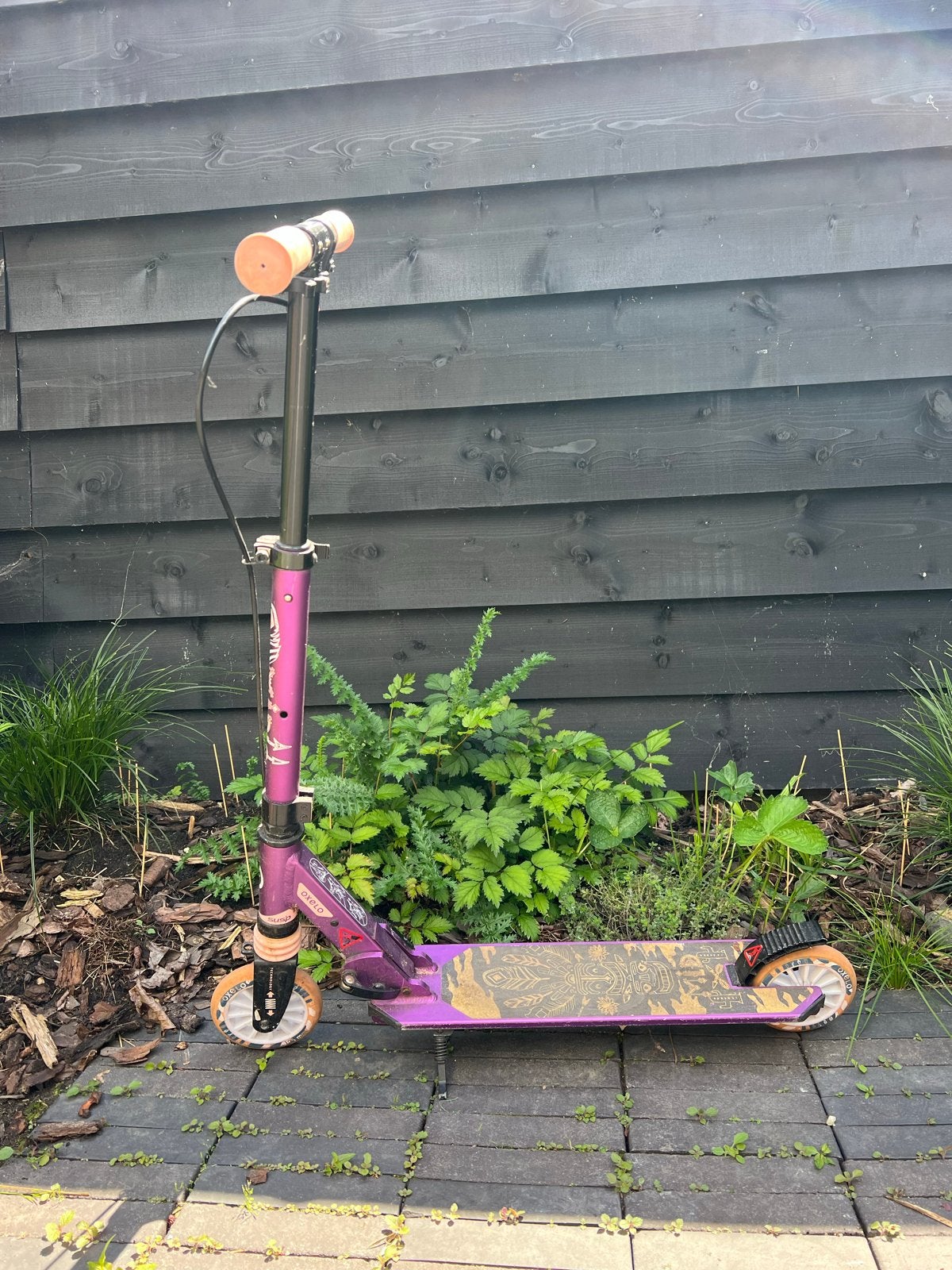 Paarse Oxelo step met standaard, Fietsen en Brommers, Steps, Ophalen of Verzenden, Gebruikt, Gewone step