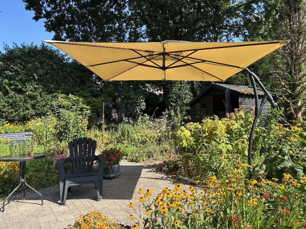 Vrije arm parasol, Ophalen, Verstelbaar, 2 tot 3 meter, Zweefparasol