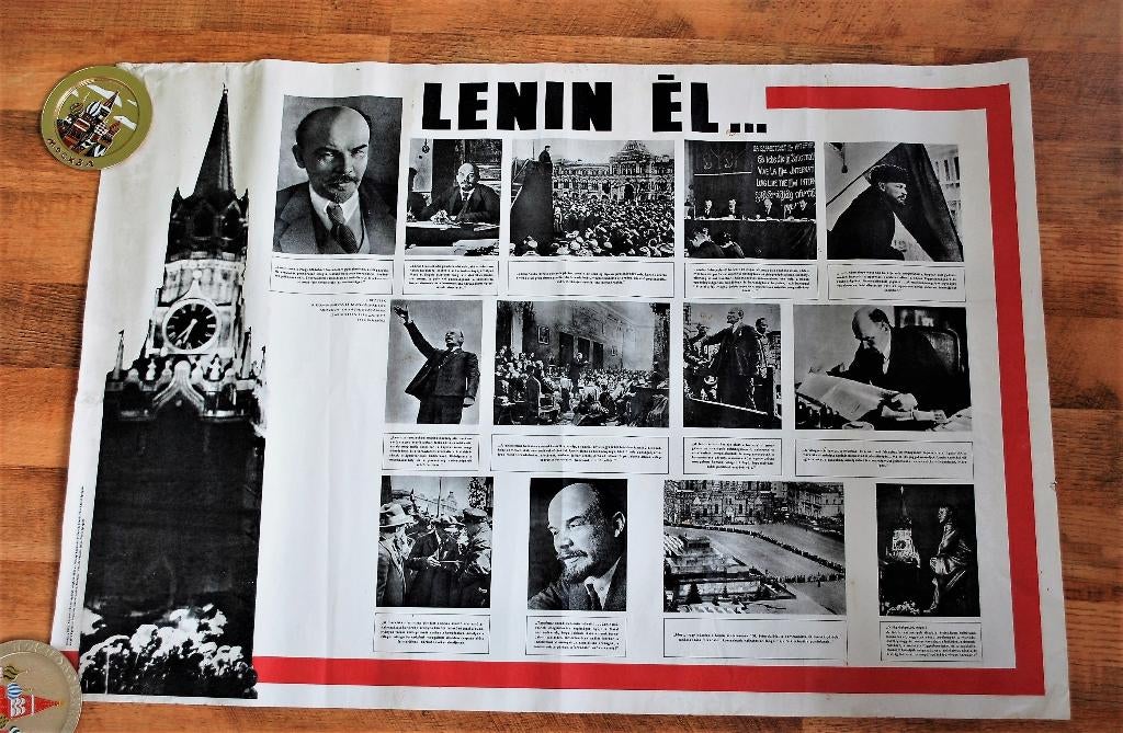 Poster " Lenin Leeft " Communistische Arbeiders Partij 1969, Antiek en Kunst, Ophalen of Verzenden