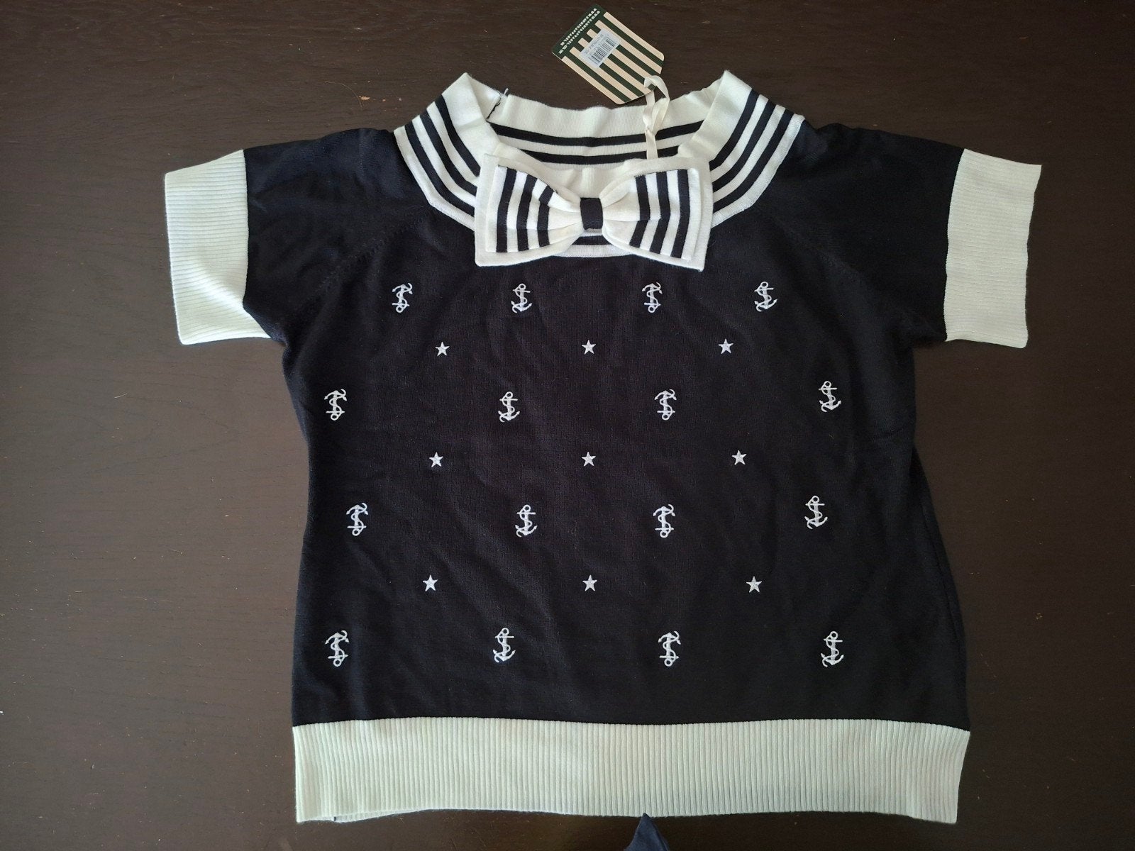 Nieuwe Banned Apparel matrozen top (XXL) met ankers en strik, Zwart, Maat 42/44 (L), Nieuw, Ophalen of Verzenden