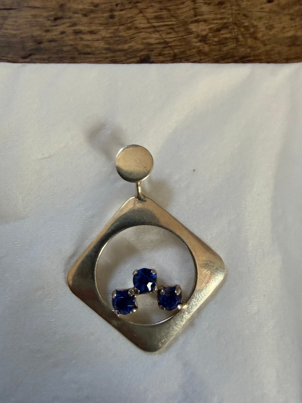 Duitse vintage 835 zilveren hanger / blauwe stenen, Sieraden, Tassen en Uiterlijk, Gebruikt, Overige voorstellingen, Blauw, Ophalen of Verzenden