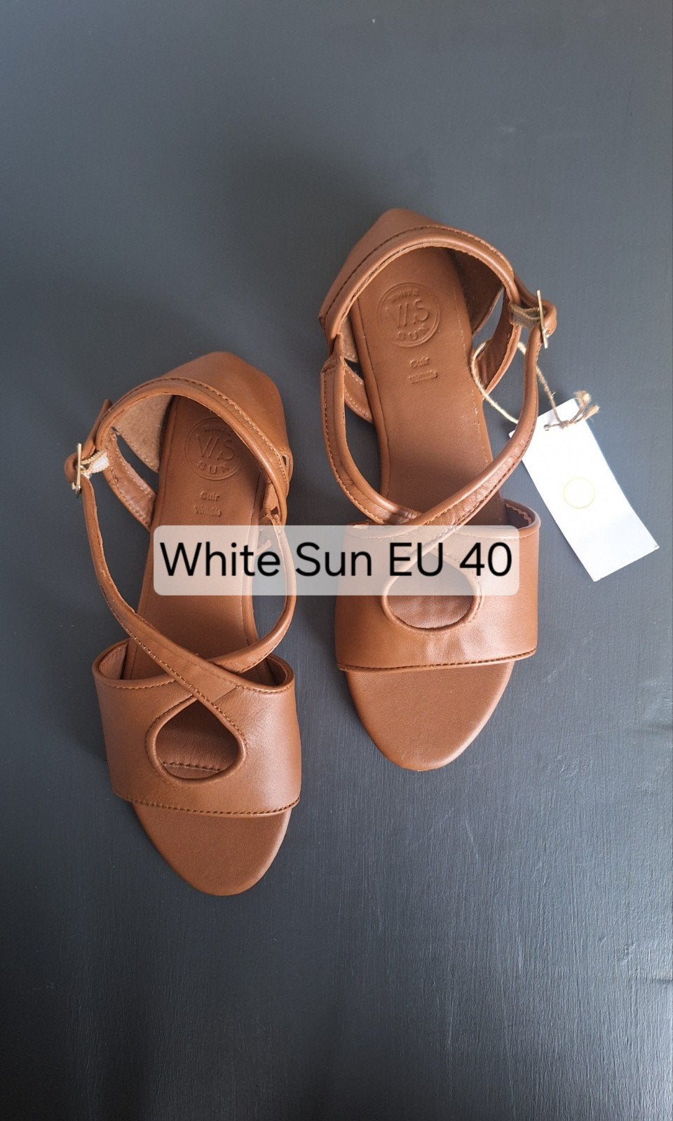 Nieuwe White Sun camelbruine leren sandalen 40, Bruin, Nieuw, White Sun, Sandalen of Muiltjes
