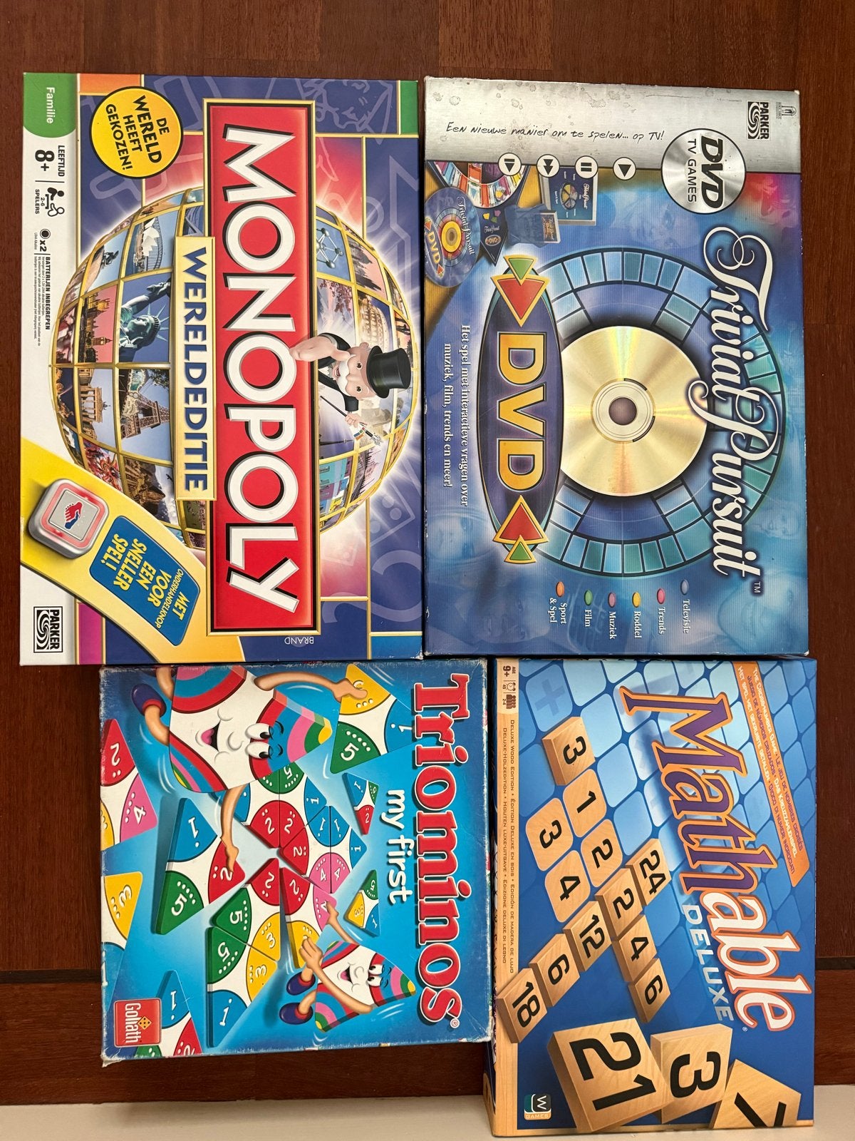 Bordspellen set: Monopoly, Trivial Pursuit, Triominos, Matha, Hobby en Vrije tijd, Gezelschapsspellen | Bordspellen, Een of twee spelers