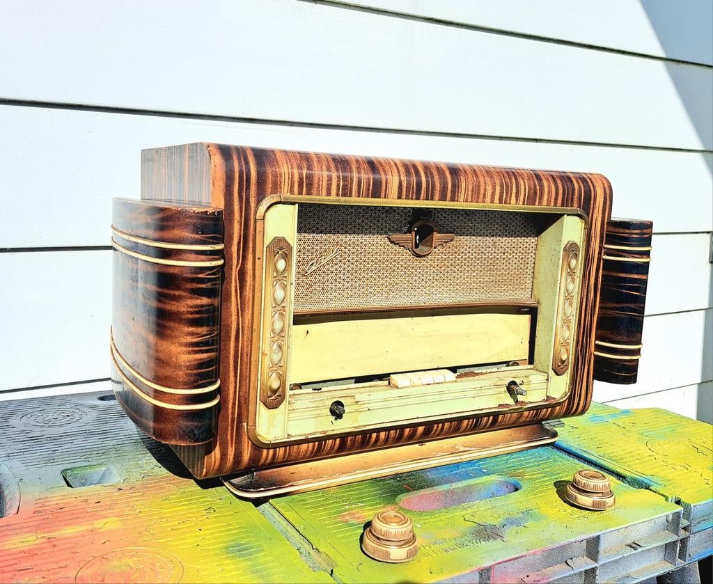 Prachtig gepatineerde Azur radiokast - decoratie/project, Ophalen, Niet werkend, Radio
