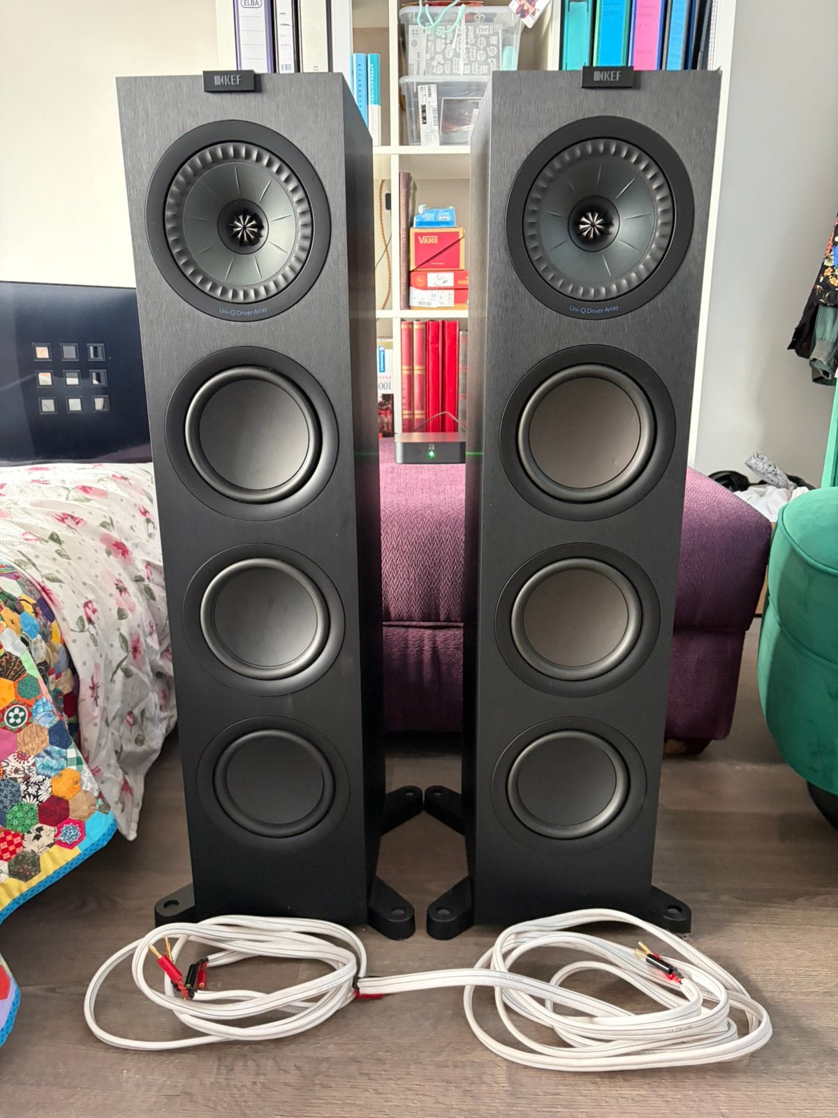 Kef Q750 inclusief kabels en bananenstekkers, Ophalen, Vloerstaande luidspreker, Gebruikt, Inclusief kabels