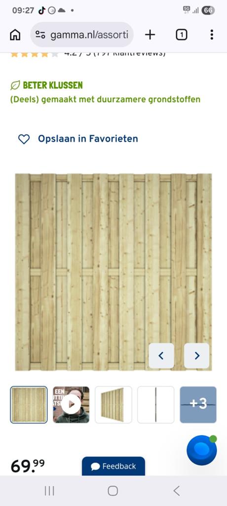 5x schutting panelen gamma, Tuin en Terras, Schuttingen, Ophalen of Verzenden, Hout, Minder dan 3 meter, 1 tot 2 meter