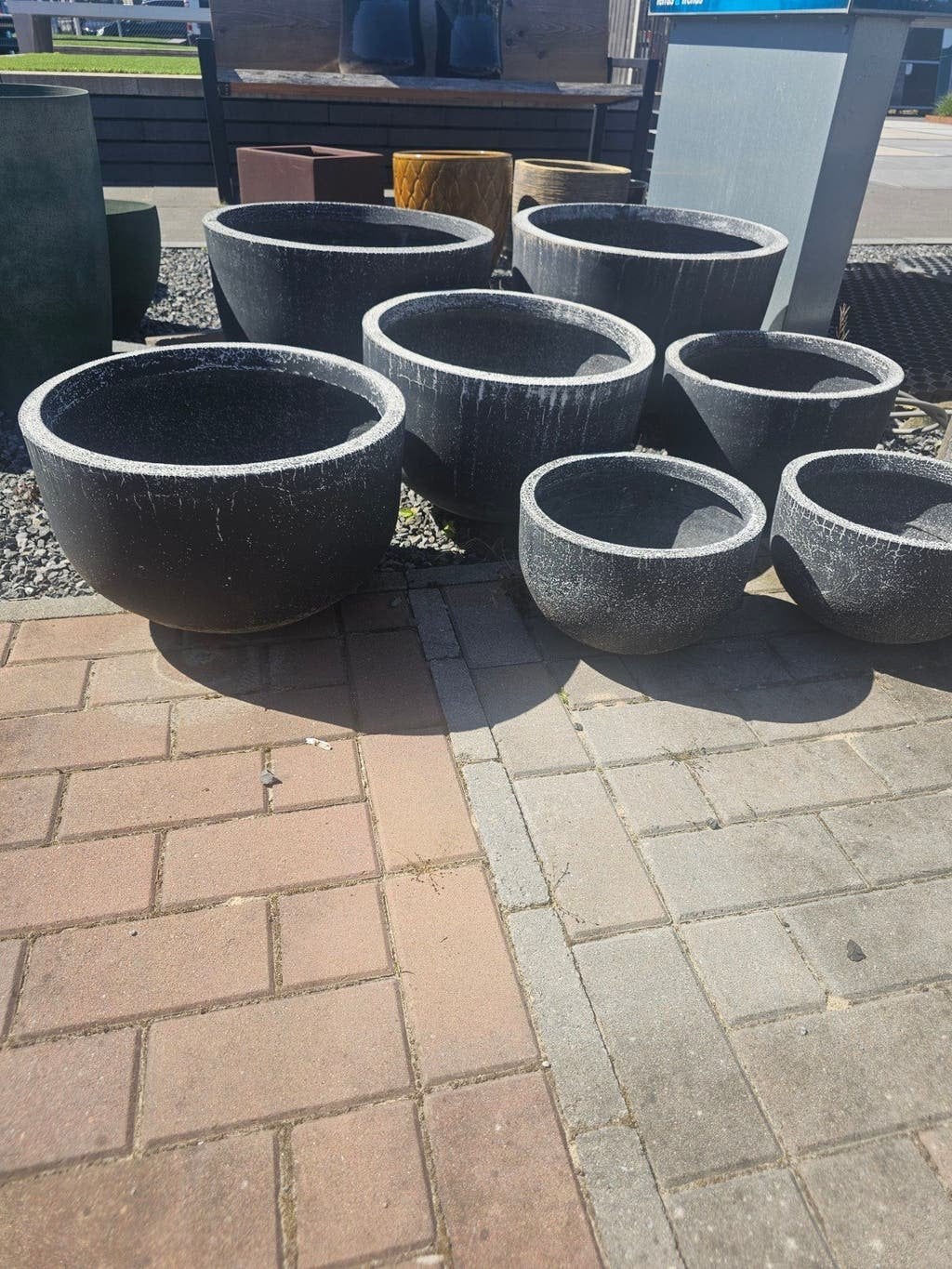 ✅Opruiming✅Set van 3 grijze bloempotten., Ophalen, Gebruikt, 40 cm of meer, Rond