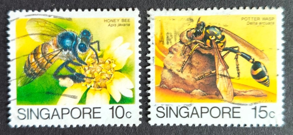 SINGAPORE - bijen 1985, Ophalen of Verzenden, Gestempeld, Zuid-Azië