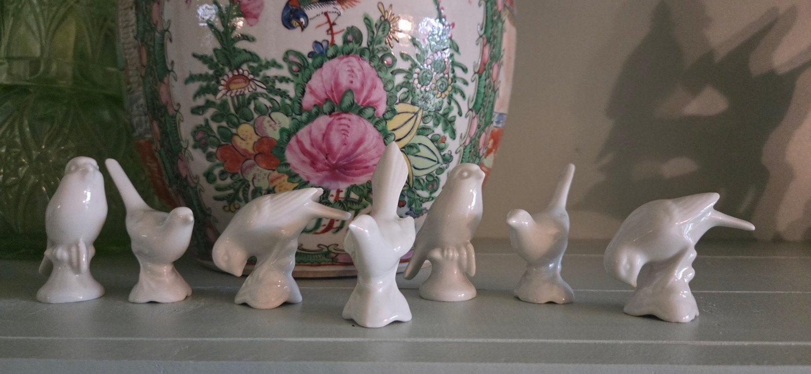 7 wit porselein miniatuur vogel beeldjes, Antiek en Kunst, Antiek | Porselein, Ophalen of Verzenden
