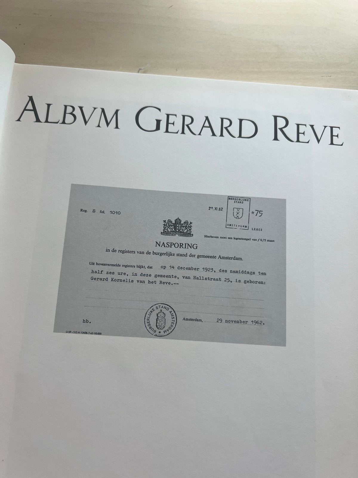 ALBVM GERARD REVE - Bijzonder Boek met Foto's en Teksten, Ophalen of Verzenden, Zo goed als nieuw, Nederland