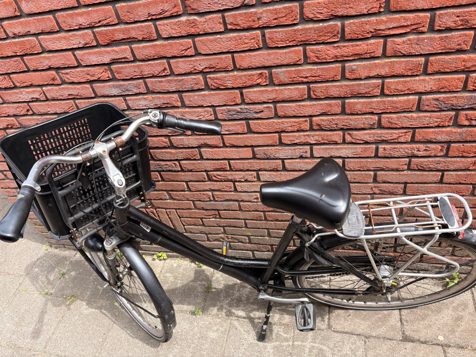 Zwarte fiets met mand, Terugtraprem, Ophalen, Overige merken, 53 tot 56 cm