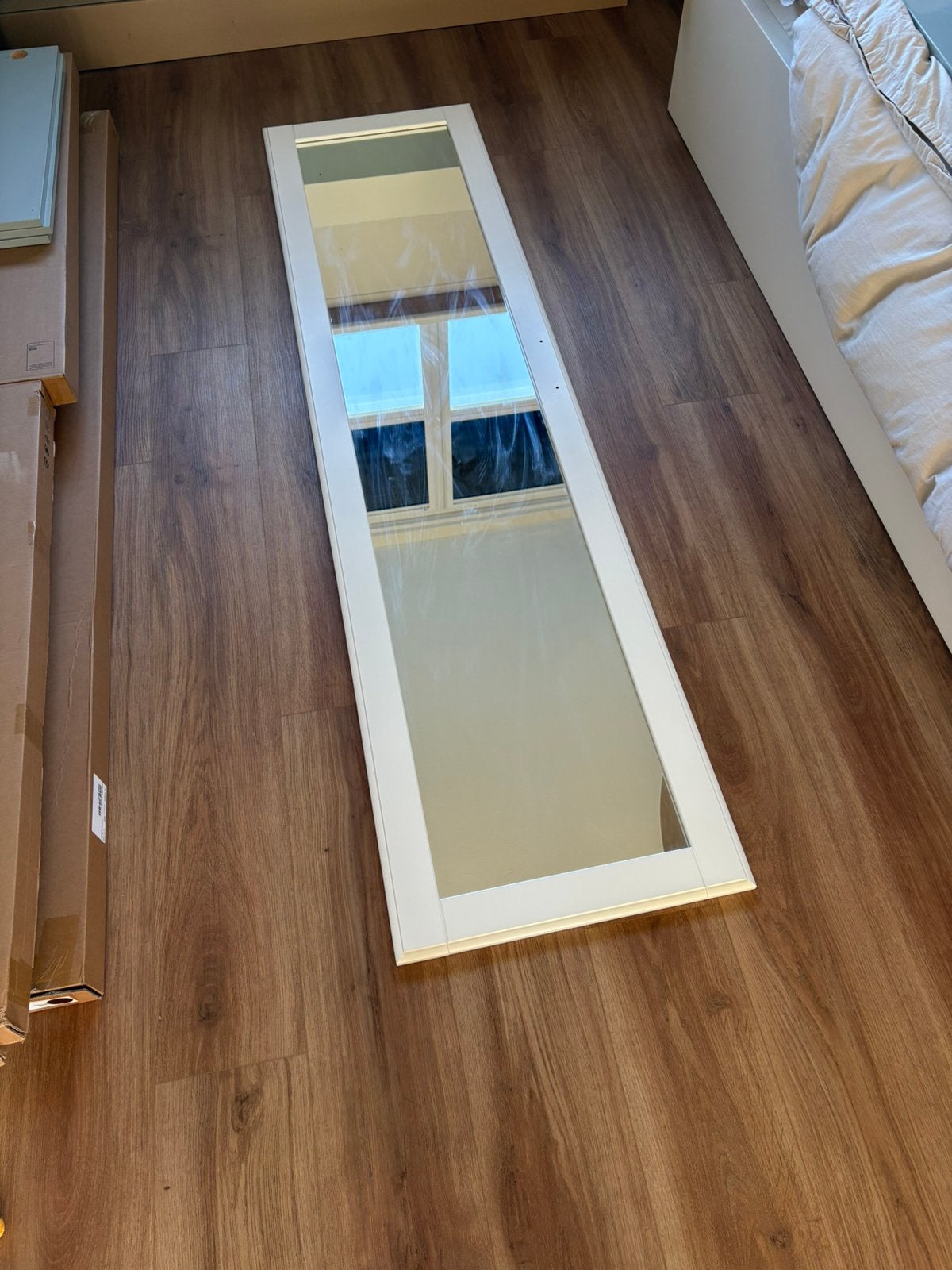 IKEA kastdeur TYSSEDAL spiegeldeur wit 195x50cm, Ophalen, Rechthoekig, Minder dan 50 cm
