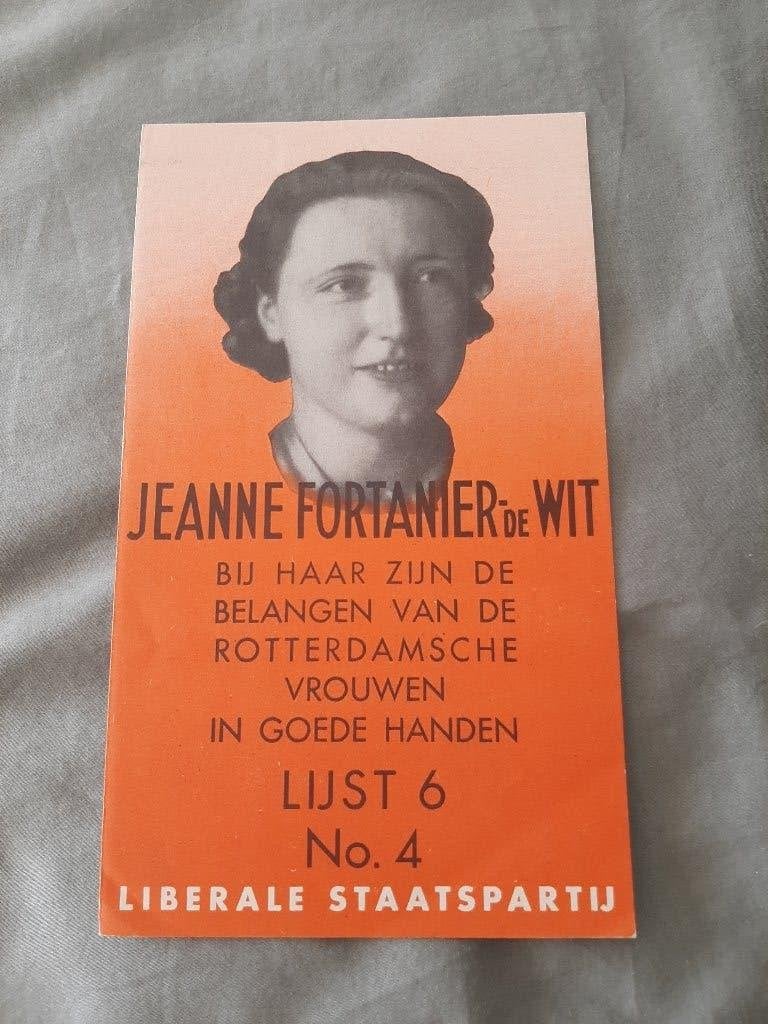 folder Jeanne Fortanier-de Wit Liberale Staatspartij 1939-40, Folder, Ophalen of Verzenden, Zo goed als nieuw, Jeanne Fortanier-de Wit