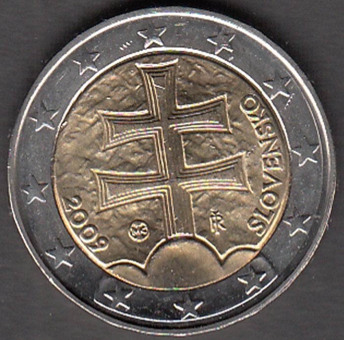 Slowakije 2 euro 2009 UNC in munthouder, Ophalen of Verzenden, Slowakije, 2 euro, Losse munt