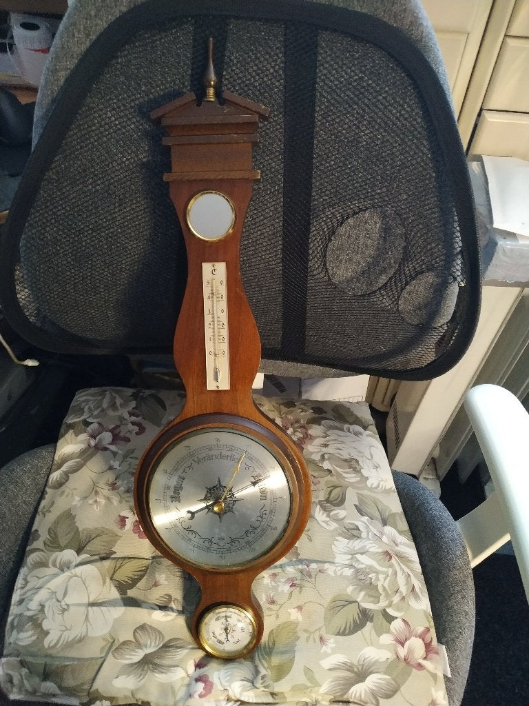 Houten wandbarometer thermometer vochtigheid, Ophalen of Verzenden, Gebruikt, Weerstation