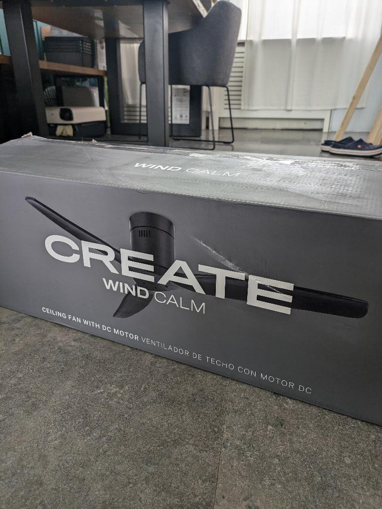 Plafondventilator/Ceiling Fan 40W Ø132 cm - WINDCALM Zwart, Ophalen of Verzenden, Ventilator met afstandsbediening, Nieuw, Plafondventilator