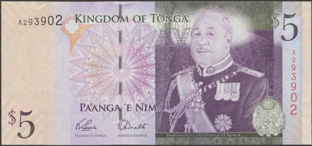 Tonga 5 pa'anga ND(2009) aUNC p.39c (# 682), Postzegels en Munten, Bankbiljetten | Oceanië, Verzenden, Los biljet