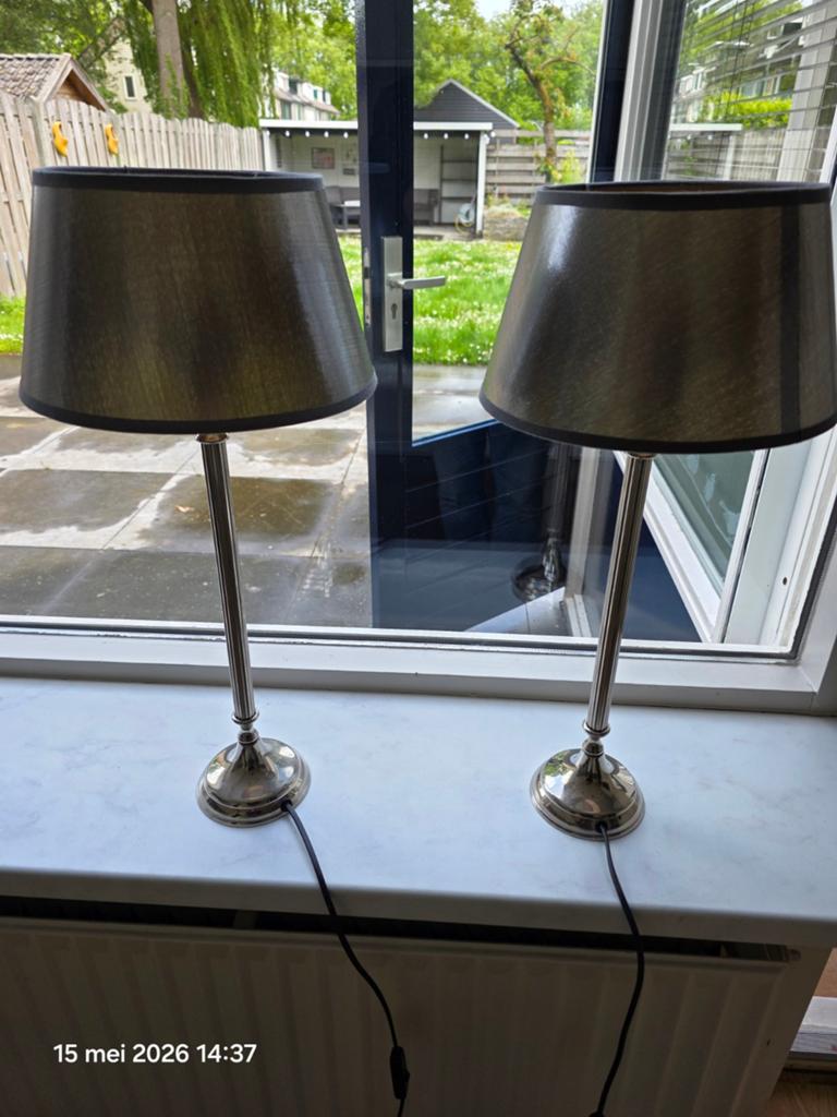 Set van 2 vintage tafellampen met schakelaar, 50 tot 75 cm, Vintage, Ophalen of Verzenden, Zo goed als nieuw