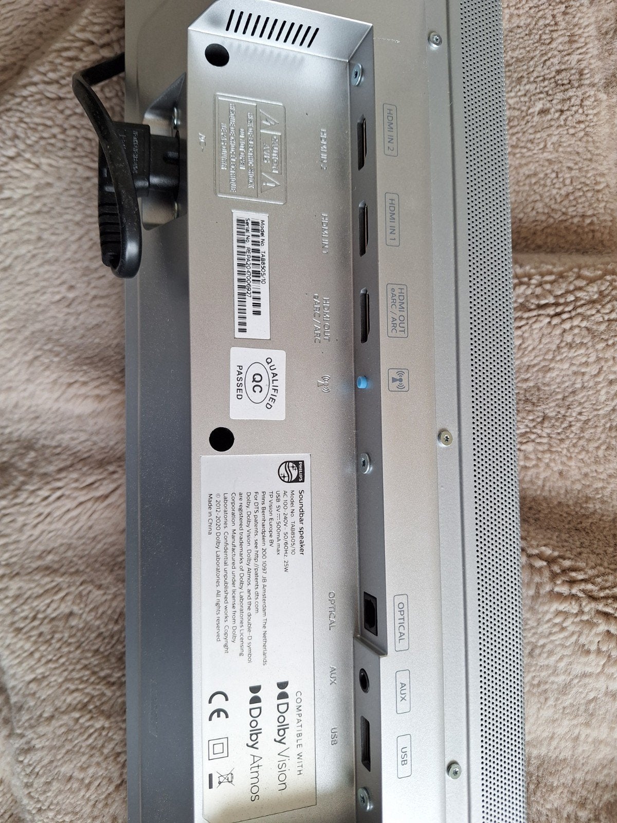 Philips TAB8505/10 Soundbar met draadloze subwoofer, Ophalen, Bluetooth, Zo goed als nieuw