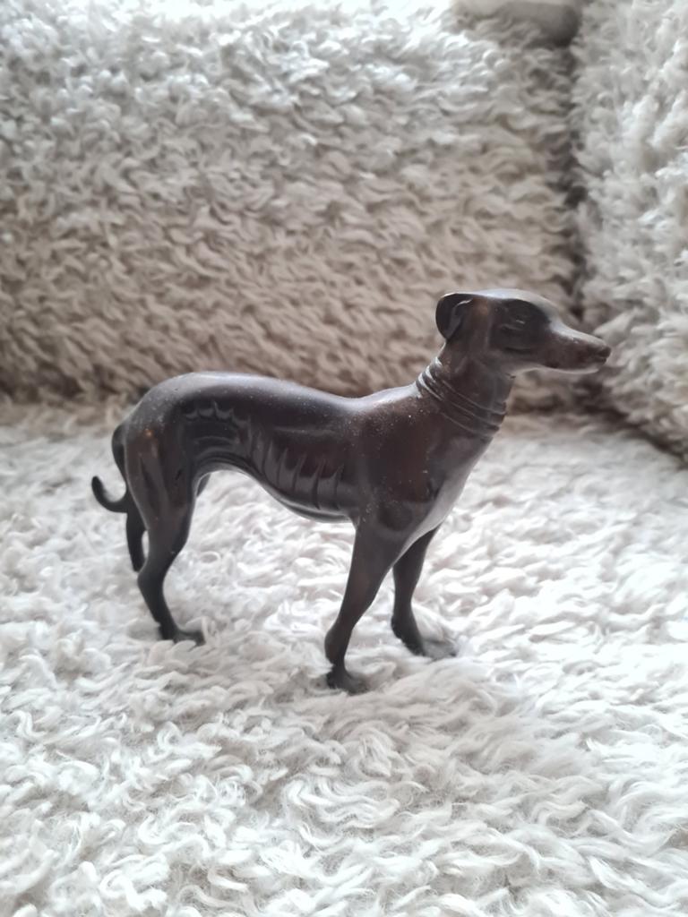 Vintage bronzen windhond beeldje, Ophalen of Verzenden