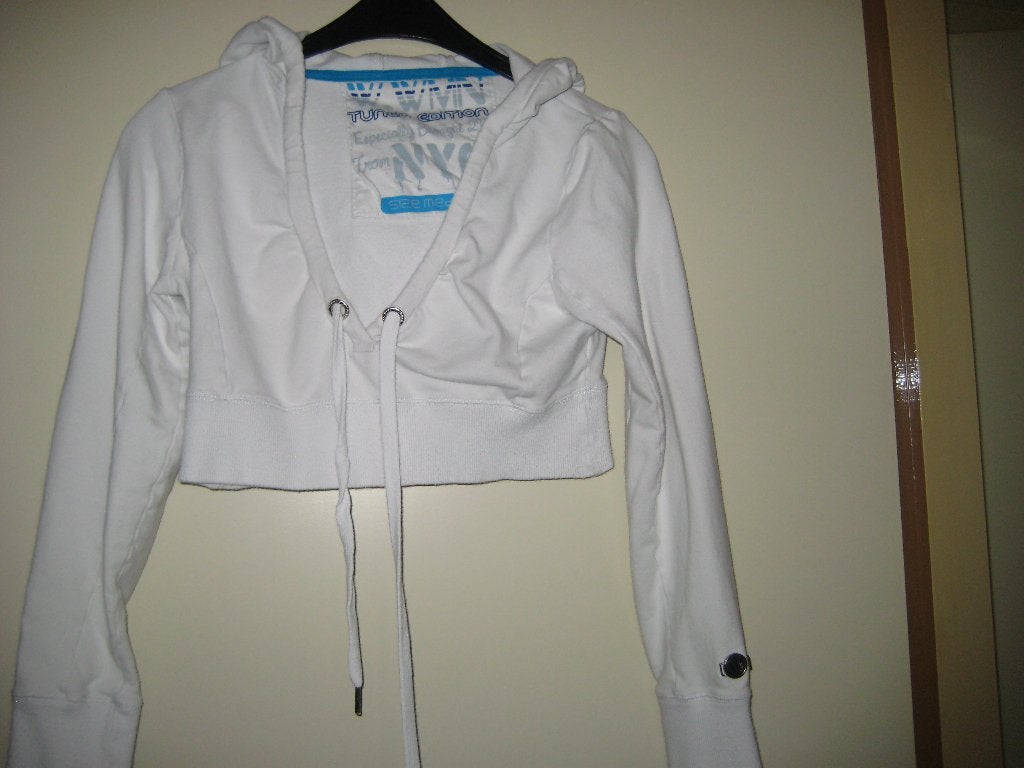 Kort shirt, M, met capouchon, Kleding | Dames, T-shirts, Maat 38/40 (M), Wit, Ophalen of Verzenden, Zo goed als nieuw