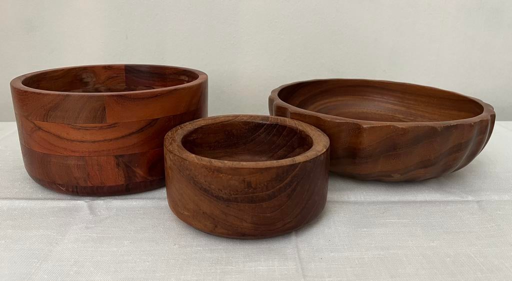 3 x houten kom, vintage + Loods 5, Ophalen, Gebruikt, Schaal, Rond