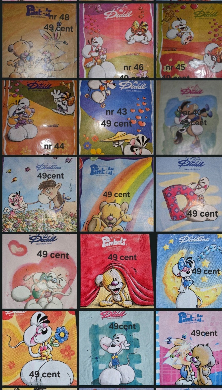 30 diddl zakjes, Verzamelen, Diddl, Ophalen of Verzenden, Diddl, Papier, Kaart of Schrift