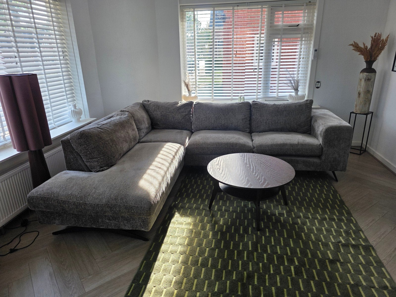 Prachtige Moderne  Hoekbank Grijs / Taupe, Ophalen, Zo goed als nieuw, Stof