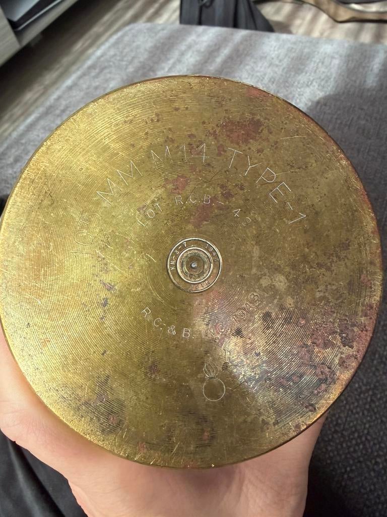 105 mm huls amerikaans, Verzamelen, Militaria | Tweede Wereldoorlog, Ophalen of Verzenden, Amerika, Hulzen of Bodemvondsten