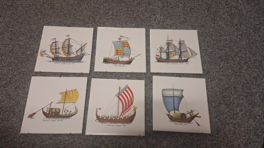 Vintage Tegels Historische Schepen - Decoratieve Serie, Ophalen of Verzenden