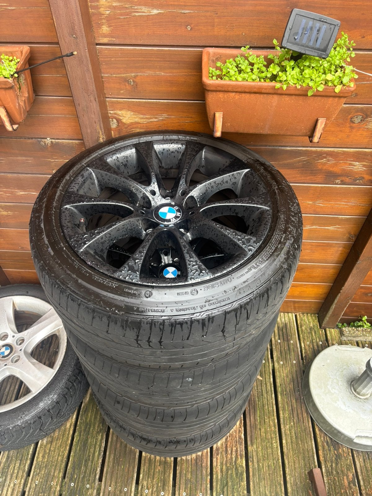 Zwarte 17 inch BMW breedset velgen, Ophalen, Gebruikt, BMW