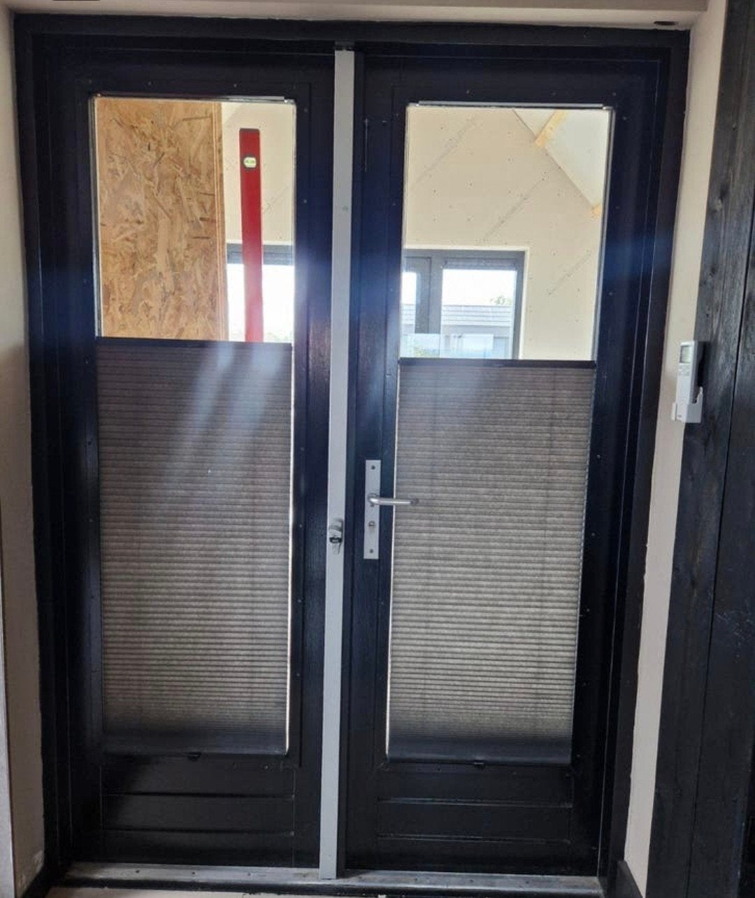Dubbele tuindeuren met glas, 140x210 cm, Ophalen, Gebruikt, 120 cm of meer, Buitendeur
