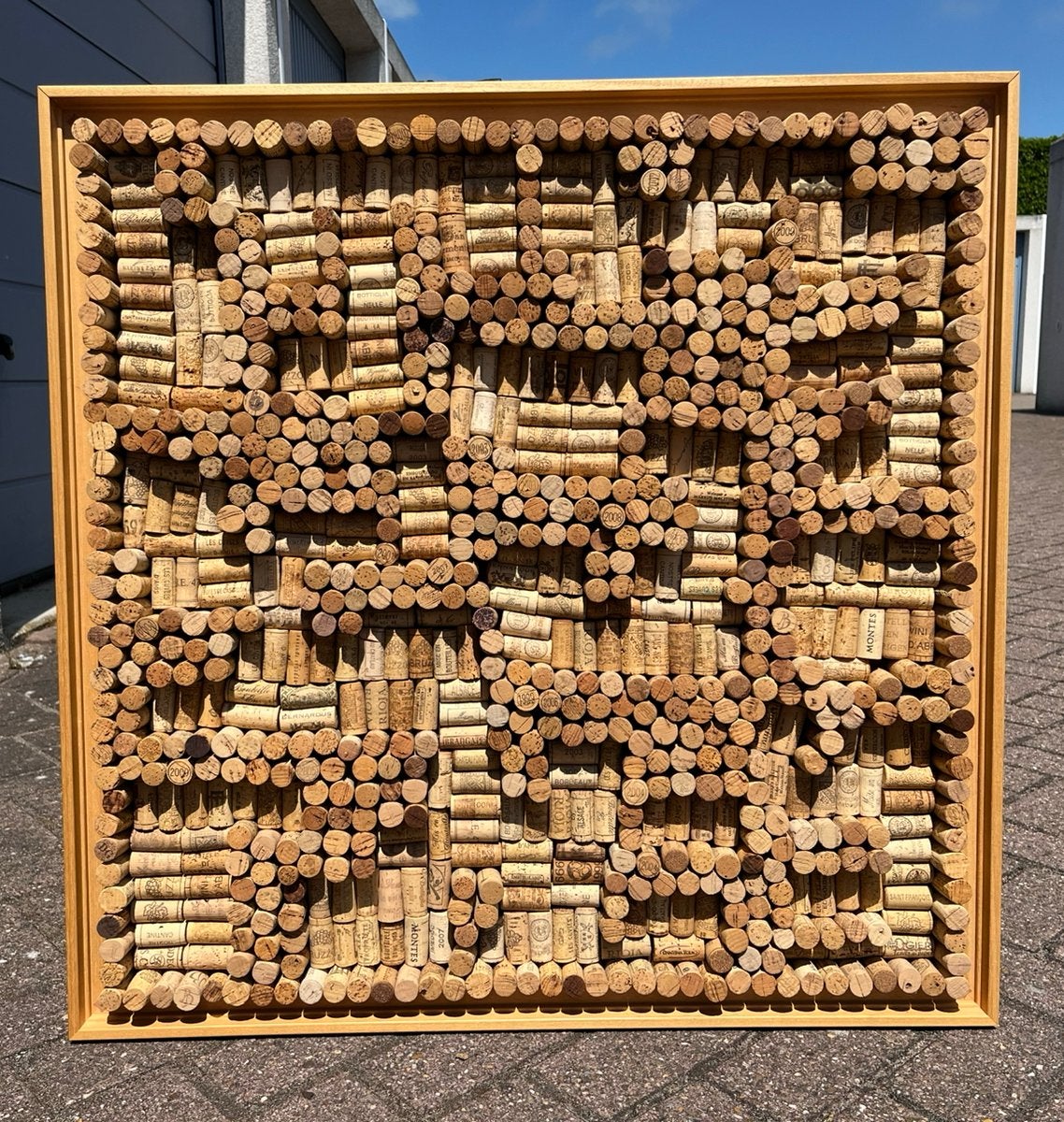 Ingelijste 3D wijnkurken Bernardus wanddecoratie 83x83 cm, Gebruikt, 83 cm, Hout, Decoratieobject