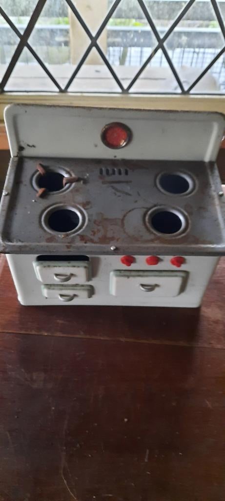 Vintage Speelgoed Fornuis met Pannenset - Jaren '50, Ophalen of Verzenden, Gebruikt, Jongen of Meisje