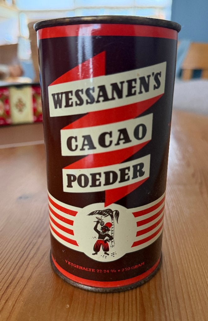 Wessanen’s cacao poeder blikje rond, Ophalen of Verzenden, Zo goed als nieuw, Overige